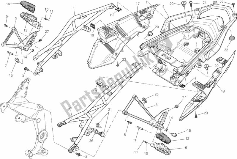 Todas as partes de Quadro Traseiro Comp. Do Ducati Multistrada 1200 S ABS 2010